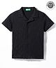 UCB Cotton Knit Boxy Fit Half Sleeves Solid Color Shirt - Black