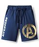 Pine Kids Marvel Terry Knit Knee Length Shorts with Avengers Graphics & Foil Detailing - Navy Blue