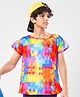 Pine Active Half Sleeves T-Shirt With Abstract Print - Multicolour