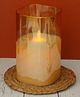The Procure Store Flameless Electric LED Glass Pillar Moving Flame Effect Candle Lamp- Golden