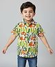 Babyhug Cotton Knit Half sleeves Shirt With Tiger Print - Green
