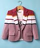 Dapper Dudes Full Sleeves Striped Blazer With Basic Text Printed Tee - Onion Pink
