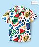 Babyhug Cotton Knit Half Sleeves Shirt With Tropical Theme Print - White