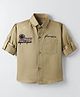 Dapper Dudes Full Sleeves Typography Embroidered Shirt - Fawn