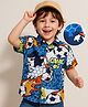 Babyhug Cotton Pique Textured Knit Half Sleeves Shirt With Football Print - Blue