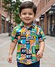 Babyhug Cotton Pique Textured Knit Half Sleeves Shirt With Text Print - Yellow