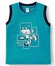 Tango Single Jersey Knit Sleeveless Tank T-Shirt with Tiger Print - Teal Blue