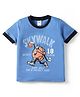 Taeko Single Jersey Knit Half Sleeves T-Shirt with Sky Walk Text Print - Blue