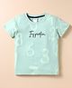 Taeko Single Jersey Knit Half Sleeves T-Shirt with Inspiration Text Print - Aqua Blue