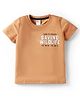 Taeko Single Jersey Knit Half Sleeves T-Shirt with Saving Wild Life Text Print - Tan