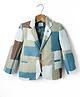Noddy Knitted Full Sleeves Abstract Printed Textured Blazer - Green