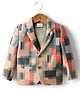Noddy Knitted Full Sleeves Abstract Printed Textured Blazer - Khaki