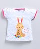 Kidcity Soft Cotton Half Sleeves Baby Bunny & Polka Dots Printed Top - White