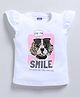 Kidcity Soft Cotton Sinker Cap Sleeves Puppy Printed Top - White