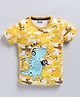 Kidcity Soft Cotton Sinker Half Sleeves Camouflage & Dinosaur Printed Tee - Yellow