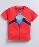 Kidcity Soft Cotton Sinker Half Sleeves Superhero In Disguise Text Printed Tee - Red