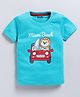 Kidcity Soft Cotton Sinker Half Sleeves Lion & Car Printed Tee - Light Blue