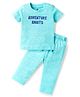 Doodle Poodle 100% Cotton Single Jersey Knit Half Sleeves Night Suit - Aqua Blue