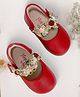 Hopits Self Designed & Floral Applique Detailed With Velcro Closure Mary Jane Ballerinas - Maroon