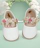 Hopits Self Designed & Floral Applique Detailed With Velcro Closure Mary Jane Ballerinas - White