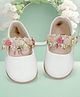 Hopits Self Designed & Floral Applique Detailed With Velcro Closure Mary Jane Ballerinas - White