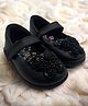 Hopits Beads Embellished & Butterfly Applique Detailed With Velcro Closure Mary Jane Ballerinas - Black