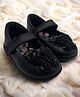 Hopits Beads Embellished & Butterfly Applique Detailed With Velcro Closure Mary Jane Ballerinas - Black