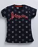 Kidcity Soft Cotton Sinker Half Sleeves Star & Princess Text Printed Top - Black
