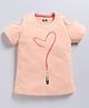 Kidcity Soft Cotton Sinker Half Sleeves Lipstick Printed Top - Peach