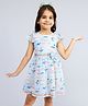 PINK MERMAID Cotton Frill Sleeves Floral Embroidered Dress - Multi Colour
