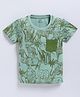 FUN A2Z Soft Cotton Sinker Half Sleeves Animals Printed Tee - Olive Green
