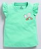 FUN A2Z Soft Cotton Sinker Cap Sleeves Unicorn & Rainbow Printed Top - Light Green