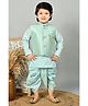 BT DEZINES Jacquard Full Sleeves Solid Kurta Dhoti With Floral Embroidered Jacket Set - Sky Blue