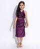 Taffykids Velvet Sleeveless Glitter Striped Crop Top & Skirt Set - Purple