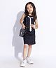 Taffykids Sleeveless Tie Detailed Stripped Crop Top & Skirt Set - Black & White