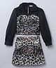 Taffykids Satin Full Sleeves Leopard Printed Zip Up Crop Top With Coordinating Skirt Set - Black & Gold