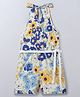 Taffykids Moss Crepe Sleeveless Floral Printed Jumpsuit With Belt - Multi Colour