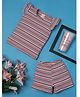 RAINE AND JAINE Cotton Knit Cap Sleeves Striped Coordinating Tee & Shorts Set - Multi Colour