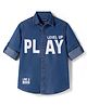 Pine Kids Denim Woven Full Sleeves Shirt With Text Print - Blue