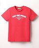 UCB Knit Half Sleeves T-Shirt with Text Print - Red