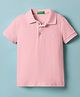 UCB Knit Half Sleeves Solid Color Polo T-Shirt - Pink