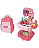 FUNVERSE 2 in 1 Kitchen Playset for Kids, School Bag Type Kitchen Set for Girls, Portable Pretend Food Party Role Cooking Kitchen Play Set Toy for Boys and Girls (Pink)