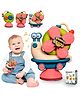 FUNVERSE Suction Cup Spinner Toys Sensory Montessori Educational Toys Cute Animal Food Grade Silicone Baby Bath Toys Convertible Push-and-Go Car Learning Activities Gifts for Kids (Pink)