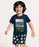 Babyhug Marvel 100% Cotton Half Sleeves Night Suit With Avengers Graphics - Navy Blue