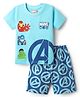 Babyhug Marvel Single Jersey Knit Half Sleeves Short Night Suit With Avenger Graphics - Light Blue