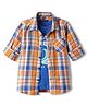 Pine Kids Cotton Woven Full Sleeves Checkered Shirt With T-Shirt - Orange