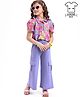 OLLINGTON ST. Cotton Knit Half Sleeve Floral Printed Top & Pant - Plum