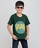 Taatoom Cotton Lycra Half Sleeves Rockstar Text Printed Tee - Dark Green
