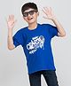 Taatoom Cotton Lycra Half Sleeves Crazy Things Text Printed Tee - Blue