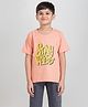 Taatoom Cotton Blend Half Sleeves Stay Weird Text Printed Tee - Orange